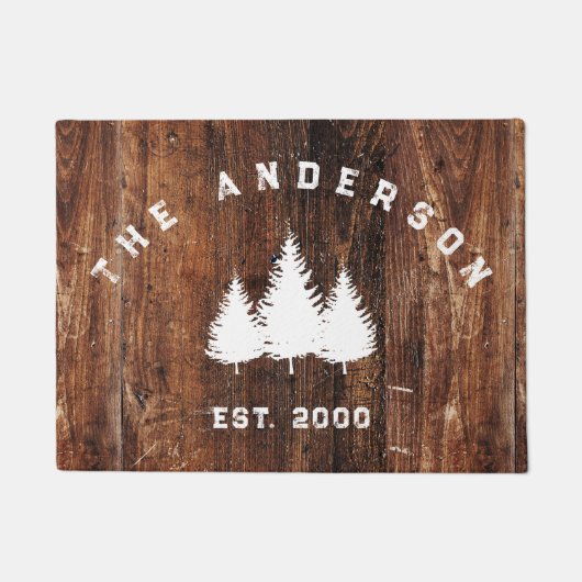 ファミリーホームパーソナライズされたデコーウ素朴ッド ドアマット (正面)