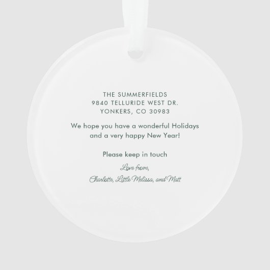 ファミリーホームフォト初めてのクリスマスホリデイ オーナメント (裏面)