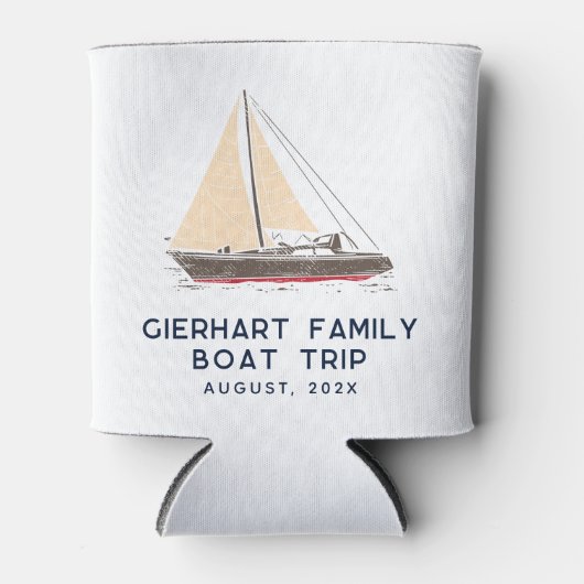 ファミリーボートトリップ航海のセーリングパーソナライズされた 缶クーラー (正面)