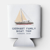 ファミリーボートトリップ航海のセーリングパーソナライズされた 缶クーラー (裏面)