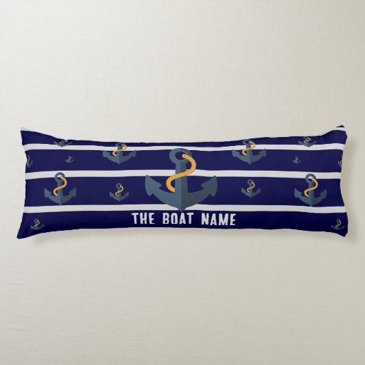 ファミリーボート名(いかりロープ付き) 航海の ボディピロー (正面)