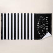 ファミリーボート航海のいかりブパーソナライズされたラック ビーチタオル (正面)