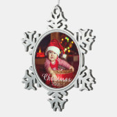 ファミリーポートレートカスタムフォトプリント スノーフレークピューターオーナメント (右)