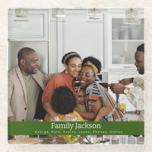 ファミリーポートレートコースターカスタム – ドリンクアート ガラスコースター (正面)