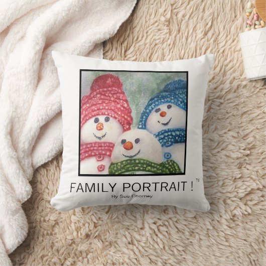 ファミリーポートレート雪だるまファミリー クッション (ブランケット)