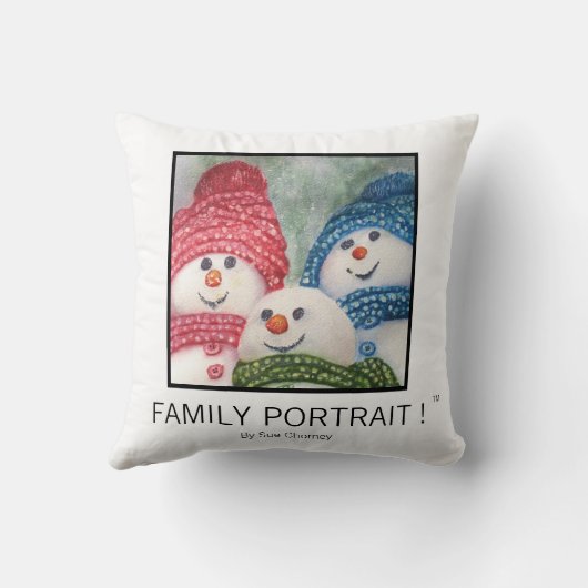 ファミリーポートレート雪だるまファミリー クッション (裏面)