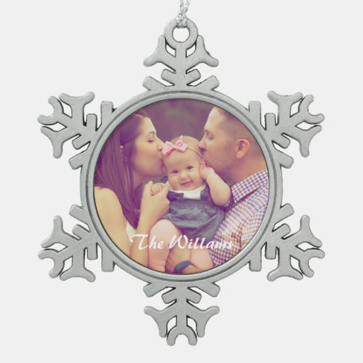 ファミリーポートレート スノーフレークピューターオーナメント (正面)