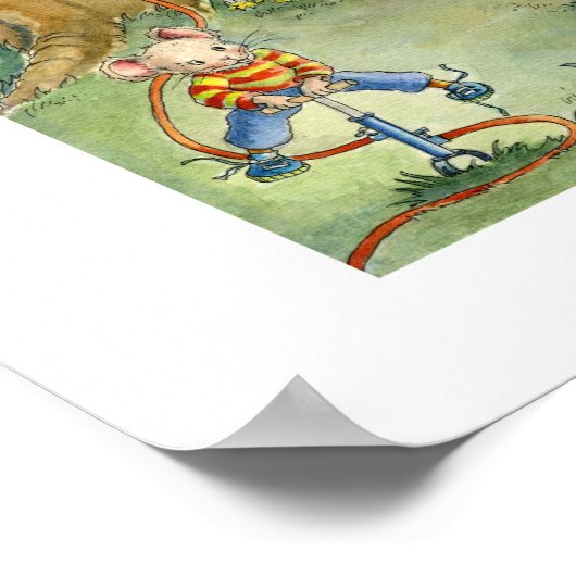 ファミリーマウス夏ピクニックポスター ポスター (角)