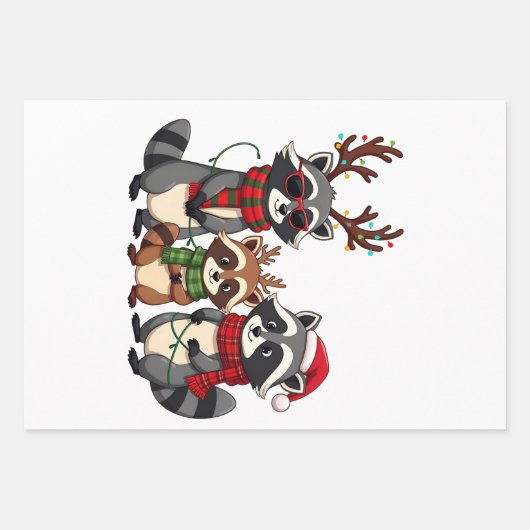 ファミリーマッチングクリスマスラクオンズサンタハット ラッピングペーパーシート (正面)