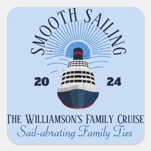 ファミリーマッチングクルーズバケーション名&年 スクエアシール (正面)