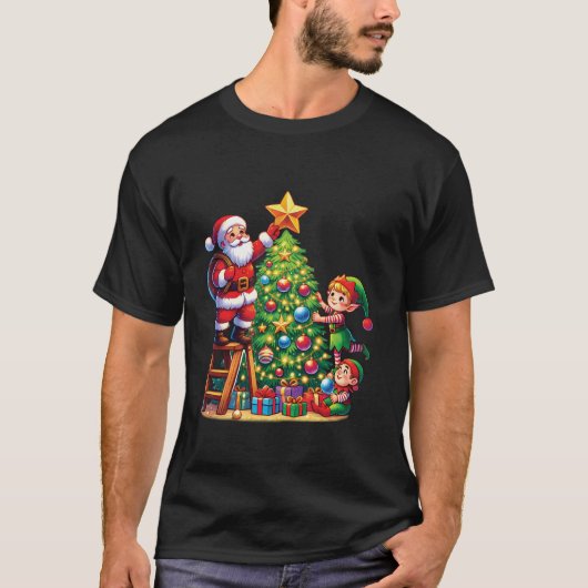 ファミリーマッチングサン飾タ小妖精や小人分隊のクリスマス Tシャツ (正面)