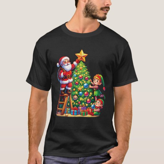 ファミリーマッチングサン飾タ小妖精や小人分隊のクリスマス Tシャツ (正面)