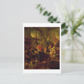 ファミリーミール(キャンバス上の油) ポストカード (スタンド正面)