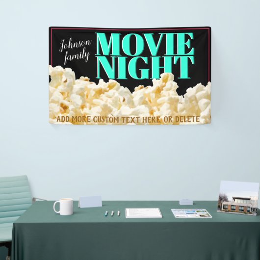 ファミリームービーナイトシアタールームシネマポップコーン 横断幕 (トレードショー)
