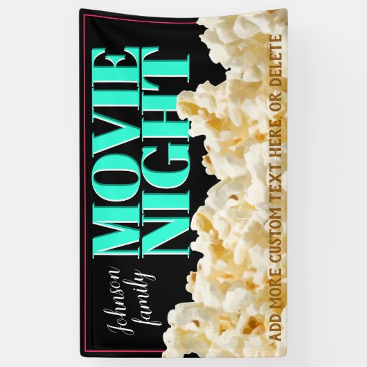 ファミリームービーナイトシアタールームシネマポップコーン 横断幕 (縦)
