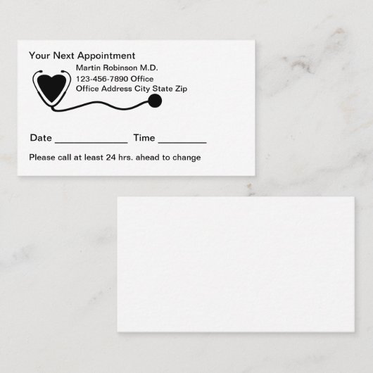 ファミリーメディカルオフィスアポイントメントカード 予約カード (正面/裏面)