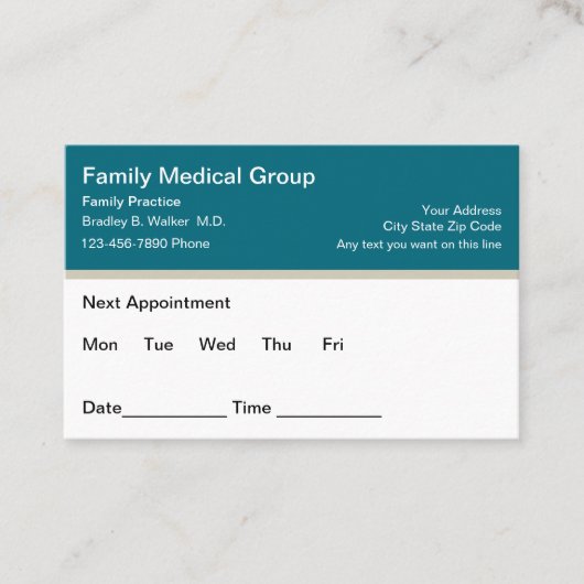 ファミリーメディカルドクターアポイントメントカード 名刺 (正面)