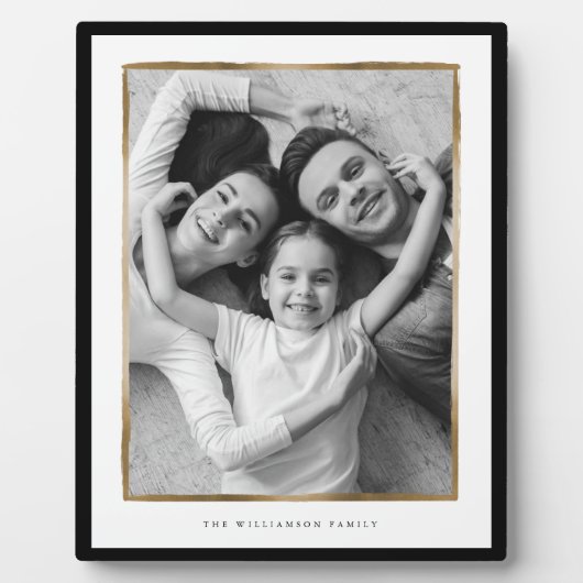 ファミリーメモリエレガント、ブラック&金ゴールドフレームフォト フォトプラーク (正面)