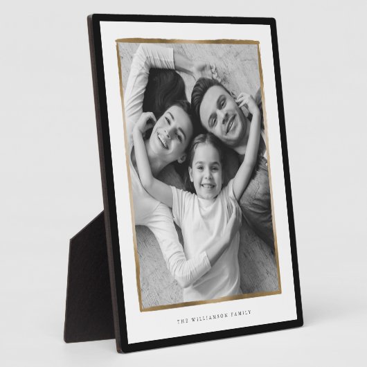 ファミリーメモリエレガント、ブラック&金ゴールドフレームフォト フォトプラーク (側面)