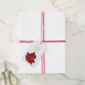 ファミリーメリークリスマスウォーターカラーポインセチア ギフトタグ (より糸付き)