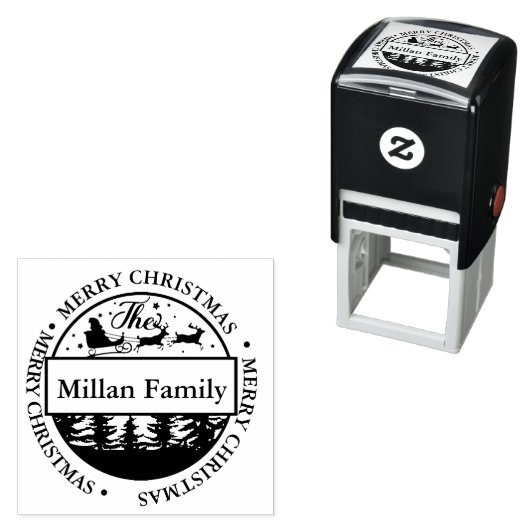 ファミリーメリークリスマスサンタテーマ セルフインキングスタンプ (インサイチュ)