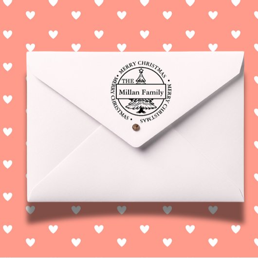 ファミリーメリークリスマスツリーテーマ セルフインキングスタンプ