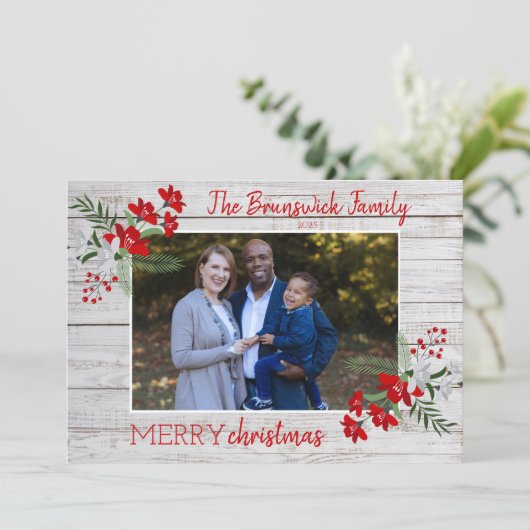ファミリーメリークリスマスフォトホリデーカード シーズンカード (スタンド正面)