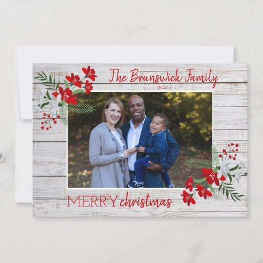 ファミリーメリークリスマスフォトホリデーカード シーズンカード (正面)