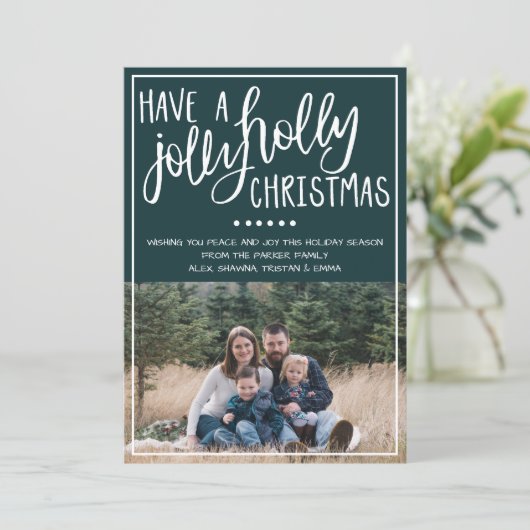 ファミリーメリークリスマスホリデーフォトカード シーズンカード (スタンド正面)