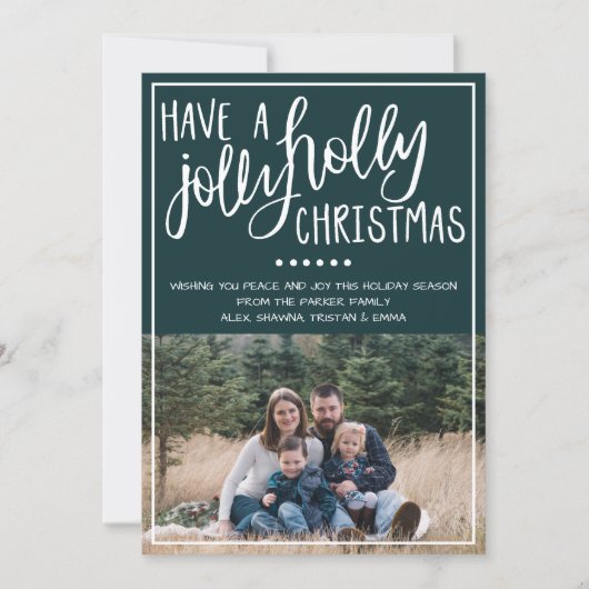 ファミリーメリークリスマスホリデーフォトカード シーズンカード (正面)