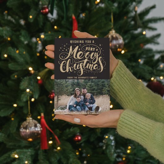 ファミリーメリークリスマスホリデーフォトカード シーズンカード