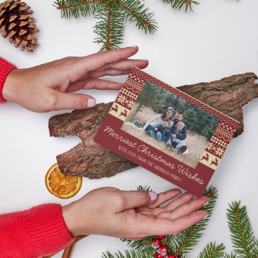 ファミリーメリークリスマスホリデーフォトカード シーズンカード