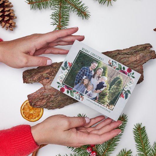 ファミリーメリークリスマスホリデーフォトカード シーズンカード