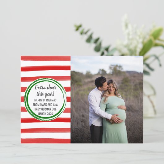 ファミリーメリークリスマス妊娠写真ホリデーカード シーズンカード (スタンド正面)