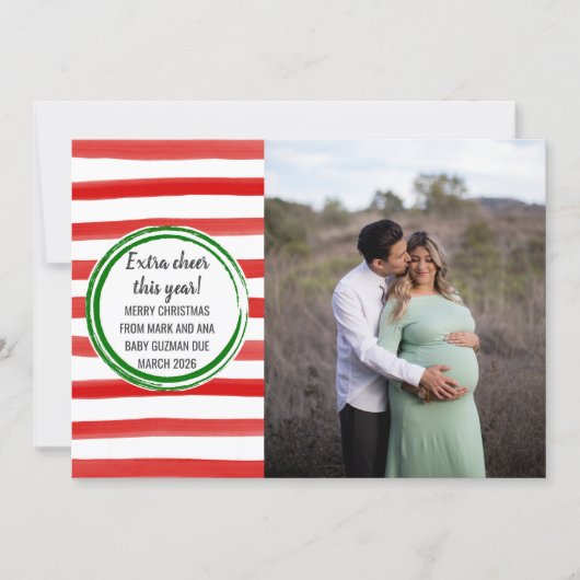 ファミリーメリークリスマス妊娠写真ホリデーカード シーズンカード (正面)