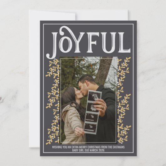 ファミリーメリークリスマス妊娠写真ホリデーカード シーズンカード (正面)