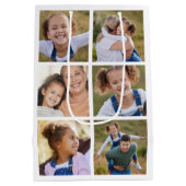 ファミリーモダンキッズ写真フォトコラージュ ミディアムペーパーバッグ (裏面)