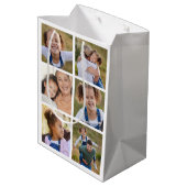 ファミリーモダンキッズ写真フォトコラージュ ミディアムペーパーバッグ (裏面アングル)