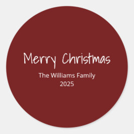 ファミリーモダンシンプルボホレッドクリスマス ラウンドシール