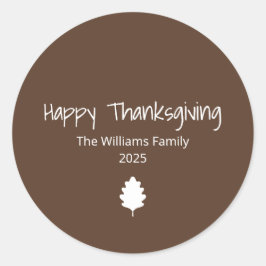 ファミリーモダンシンプルリーフサンクスギビング ラウンドシール