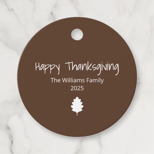 ファミリーモダンシンプル秋の葉の感謝祭 フェイバータグ (正面)