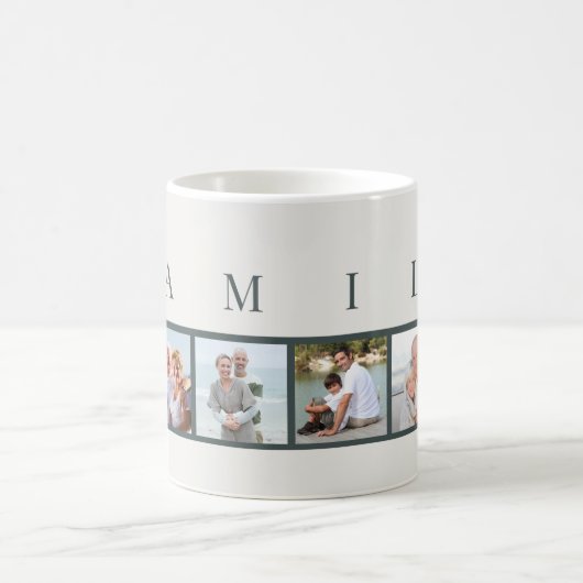 ファミリーモダンタイポグラフィとカスタム6枚の写真 コーヒーマグカップ (中央)