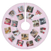 ファミリーモダンフォトコラージュスノーフレーククリスマスBR ブラッシュドポリエステルツリースカート (正面)