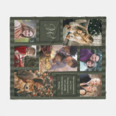 ファミリーモダンフォトコラージュモノグラム文字テンプレート フリースブランケット (正面(横))