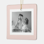 ファミリーモダンフォトピンクシンプルラブリーギフト  セラミックオーナメント (左)