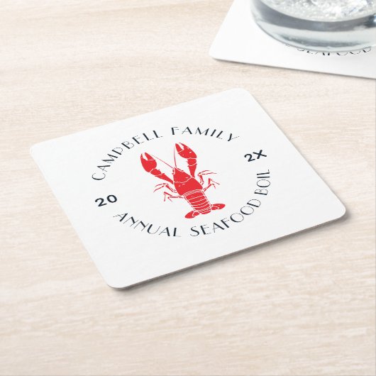ファミリーモダンロブスターボイルカスタム スクエアペーパーコースター (アングル)