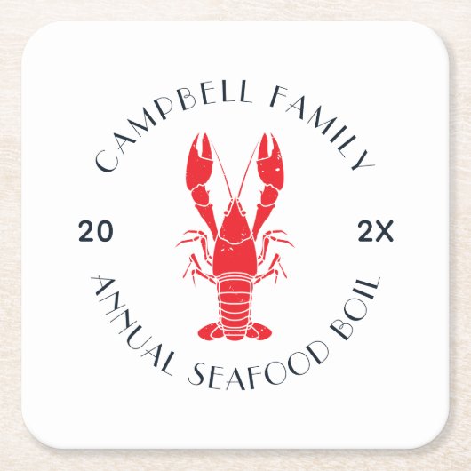 ファミリーモダンロブスターボイルカスタム スクエアペーパーコースター (正面)