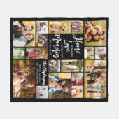 ファミリーモダン引用文18フォトコラージュ フリースブランケット (正面(横))