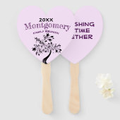 ファミリーモダン懇親会カラフルフローラツリーパープル ハンドファン (正面&裏面)