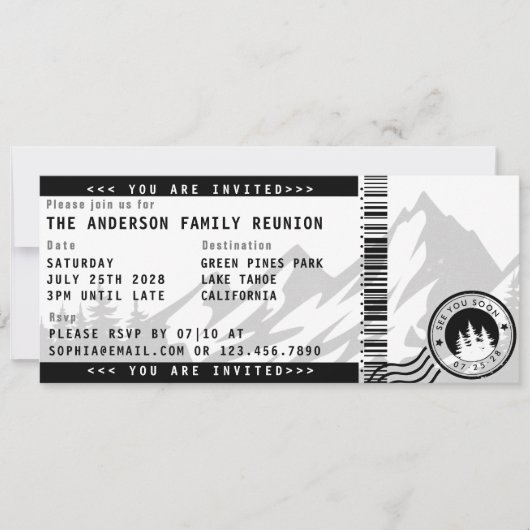 ファミリーモダン懇親会ギャザリング屋外チケット 招待状 (正面)